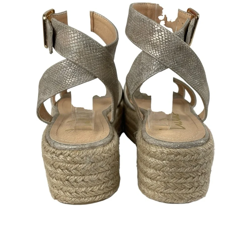Lulu's Platform Cobi Beige Snake‎ Espadrille Sandals Size 5.5 Neutral Ankle Wrap